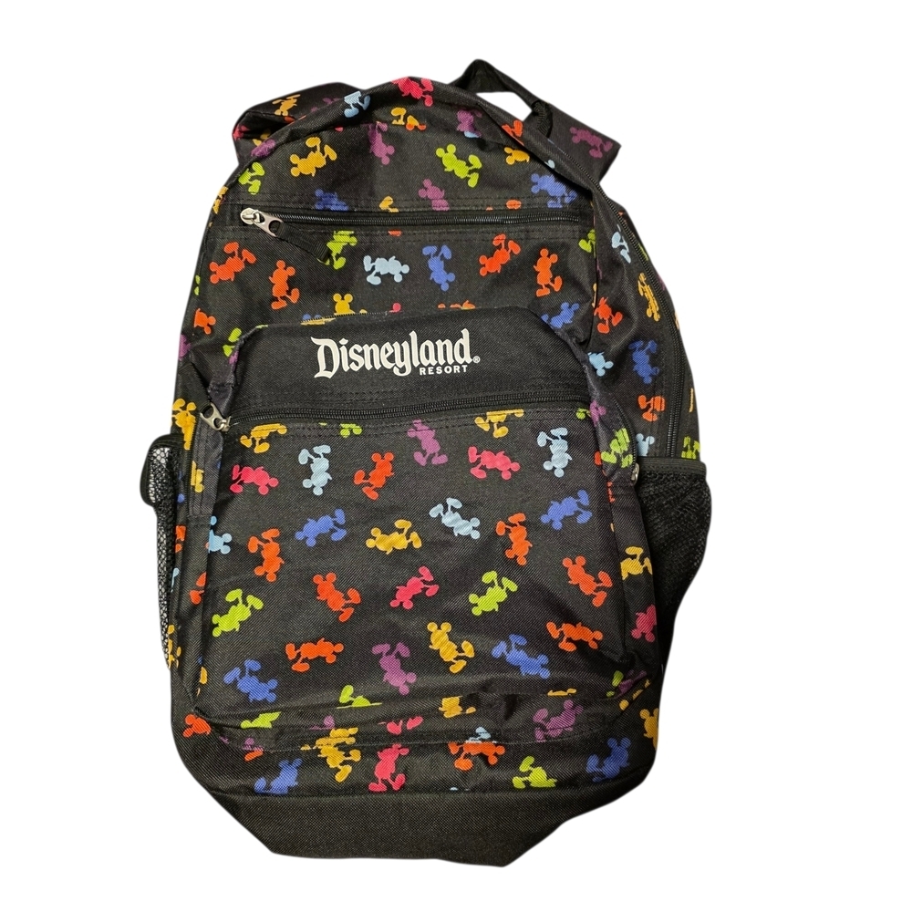 Disney Parks Black Backpack with Colorful Mickey's Throughout